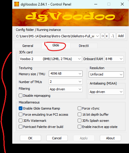 dgVoodoo Glide tab