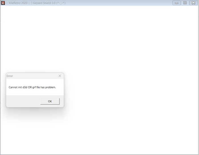 Cannot init d3d OR grf file has problem